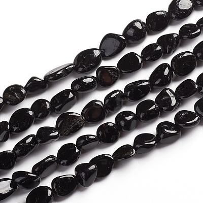 Natural Black Tourmaline Beads Strands G-D0002-B39-1