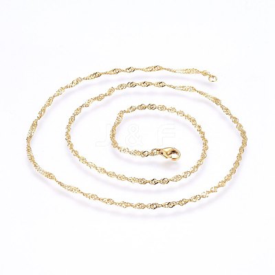 304 Stainless Steel Singapore Chain Necklaces X-MAK-L015-25C-1