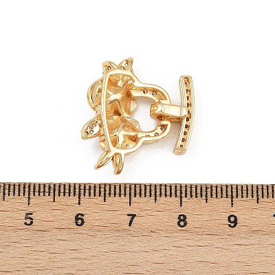 Brass Micro Pave Clear Cubic Zirconia Fold Over Clasps KK-C075-39G-1