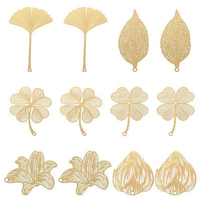 12Pcs 6 Styles Brass Big Pendants KKC-TA0001-09-1