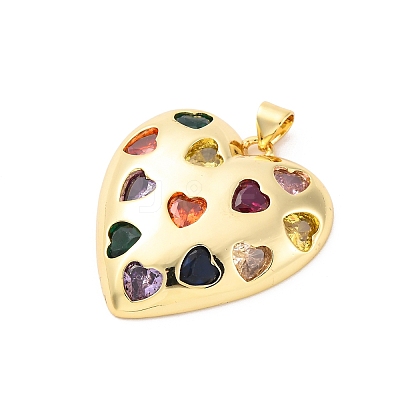 Brass Micro Pave Cubic Zirconia Pendants X-KK-D325-30G-1