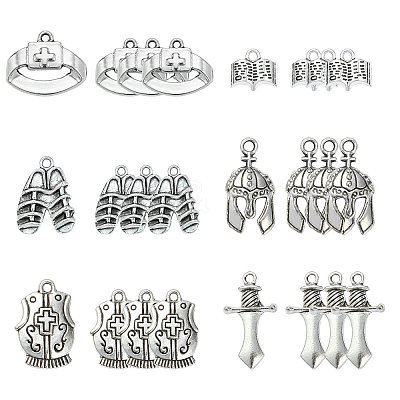 70Pcs 6 Styles Tibetan Style Alloy Pendants FIND-SZ0003-91-1