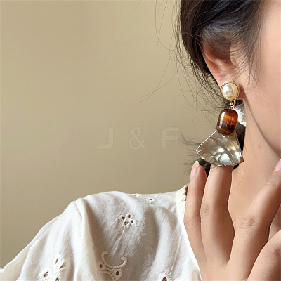 Alloy & Acrylic Stud Dangle Earrings FS-WG2F34D-01-1