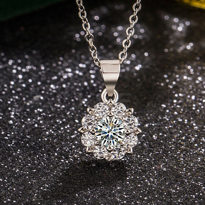 Brass Micro Pave Clear Cubic Zirconia Pendant Necklaces & Stud Earrings FS-WGDAB53-03-1