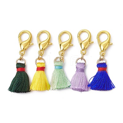 Nylon Thread Tassel Pendant Decorations HJEW-JM01431-1