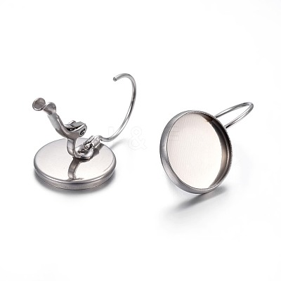 Tarnish Resistant 304 Stainless Steel Leverback Earring Settings STAS-F191-03P-12mm-1
