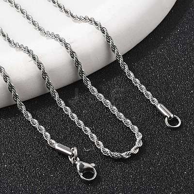Non-Tarnish 304 Stainless Steel Rope Chain Necklaces X-NJEW-F226-03P-03-1