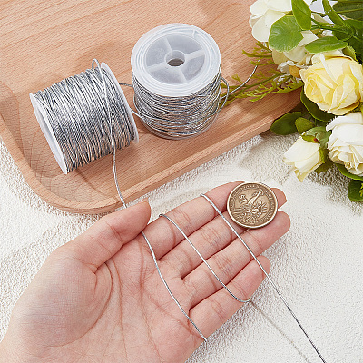 2 Rolls Polyester Metallic Elastic Round Cord OCOR-CY0003-50B-1