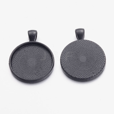 Electrophoresis Alloy Flat Round Pendant Cabochon Settings X-PALLOY-Q304-16-NR-1