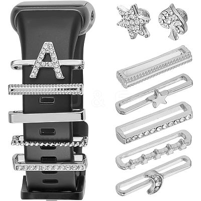 10Pcs Moon & Letter Alloy Watch Band Charms FIND-NB0003-20-1