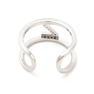 Clear Cubic Zirconia Initial Letter Open Cuff Ring RJEW-A012-01P-Z-1