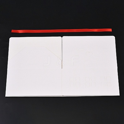 Cardboard Paper Hollow Out House Candy Boxes with Window and Red Polyester Ribbon CON-WH0816-003-1
