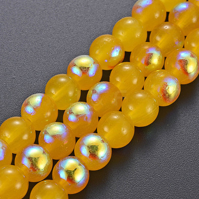 Spray Painted Glass Beads Strands GGLA-S058-001C-02-1