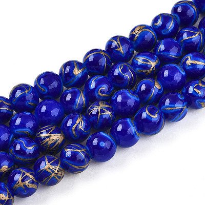 Baking Paint Glass Beads Strands DGLA-N010-10mm-05-1