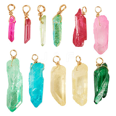 20Pcs Natural Dyed Quartz Pendants PALLOY-TAC0245-1