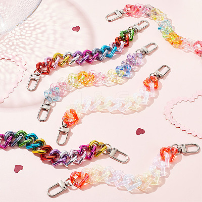 6Pcs 3 Styles Heart Acrylic Boot Strap Chains FIND-GO00002-1