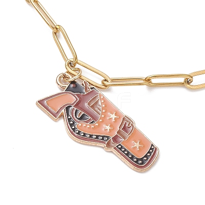 2Pcs 2 Styles West Cowboy Style Alloy Enamel Charm Bracelets BJEW-JB12521-1