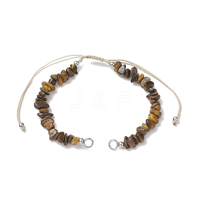 Natural Tiger Eye Chip Nylon Braided Beaded Bracelet Making AJEW-JB01296-03-1