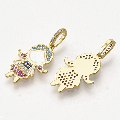 Brass Micro Pave Cubic Zirconia Pendants ZIRC-T012-36G-1
