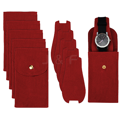 Rectangle Velvet Single Watch Storage Bag with Flip Cover ABAG-WH0038-59-1