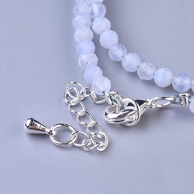 Natural Blue Lace Agate Beaded Necklaces NJEW-K114-B-A08-1