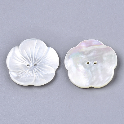 2-Hole White Shell Mother of Pearl Shell Buttons SSHEL-R049-06-1