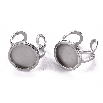 Non-Tarnish 201 Stainless Steel Cuff Pad Ring Settings X-STAS-S080-040C-P-1