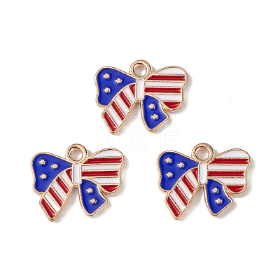 American Flag Style Alloy Enamel Pendants ENAM-K067-26-1