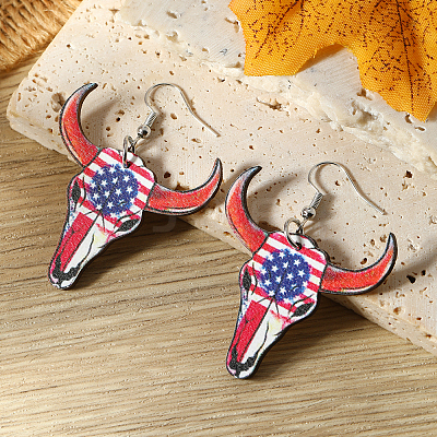 American Flag Independence Day Wood Dangle Earrings and Accessories PL5125-3-1