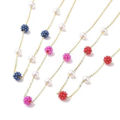 Plastic Imitation Pearl Beads Beads Necklace BJEW-B078-04G-1