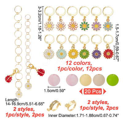 36Pcs Daisy DIY Knitting Tool Sets HJEW-NB00063-1