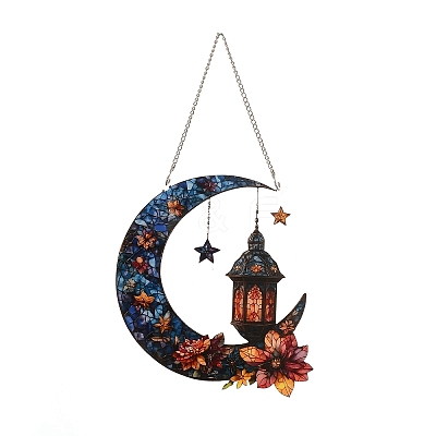 Stained Acrylic & Iron Suncatchers HJEW-F022-01F-1