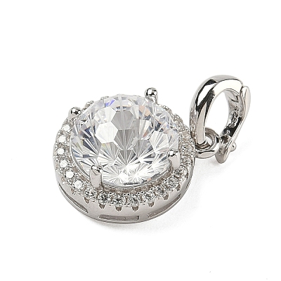 925 Sterling Silver Pave Cubic Zirconia Pendants STER-B009-01B-04-1