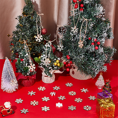 200Pcs Snowflake Unfinished Wood Slice WOOD-UN0001-31-1