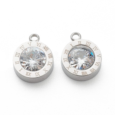 304 Stainless Steel Rhinestone Charms X-STAS-Z009-17P-1