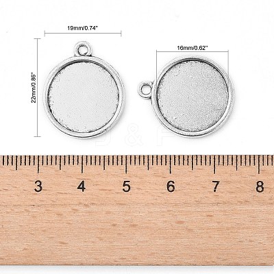 Tibetan Style Antique Silver Alloy Flat Round Pendant Cabochon Settings TIBEP-M022-29AS-1
