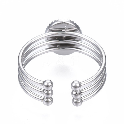 Non-Tarnish 304 Stainless Steel Open Cuff Finger Ring Cabochon Settings STAS-T060-07P-1
