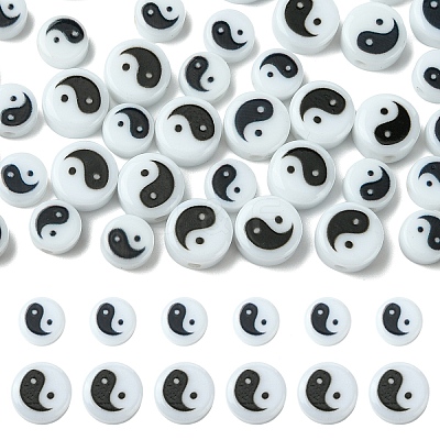20Pcs Printed Opaque Acrylic Beads SACR-YW0001-96A-1