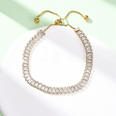 304 Stainless Steel Pave Clear Cubic Zirconia Tennis Bracelets BJEW-G754-03G-01-1