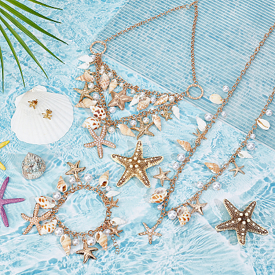 Ocean Theme Natural Shell Jewelry Sets SJEW-PH0001-20-1