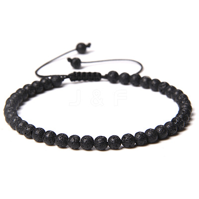 4mm Natural Lava Rock Beaded Braided Bracelets SY1950-18-1