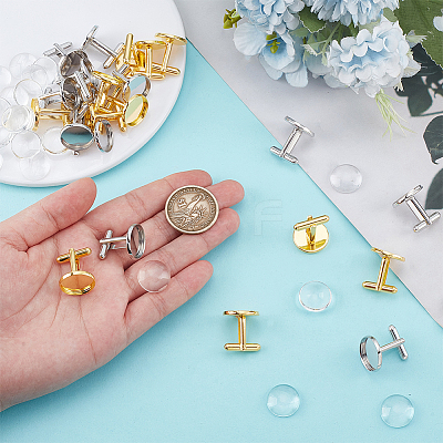 24Pcs 2 Colors Brass Cufflinks KK-AR0004-48-1