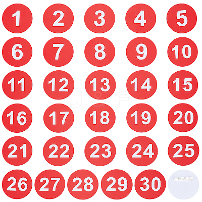1 Set Round ABS Plastic Number Brooches Sets JEWB-OC0001-02B-1