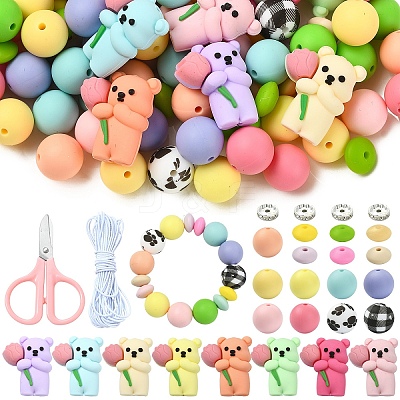 112Pcs 26 Styles Silicone Beads SIL-YW0002-37-1