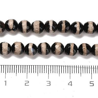 Natural Tibetan Striped Pattern dZi Agate Beads Strands G-B079-B01-01-1