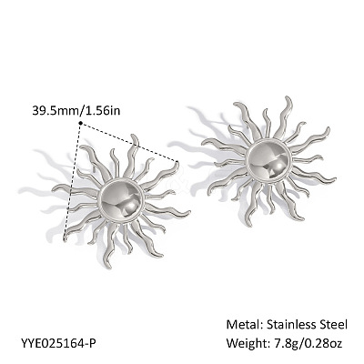 304 Stainless Steel Sun Stud Earrings LS-HU6679-2-1