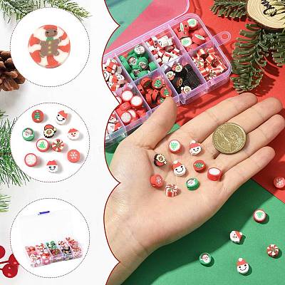 200Pcs 10 Styles Handmade Polymer Clay Christmas Theme Beads CLAY-FS0001-52-1