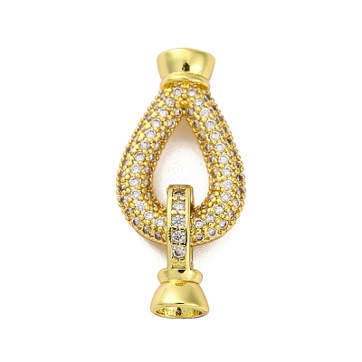 Brass Micro Pave Clear Cubic Zirconia Fold Over Clasps KK-A230-09G-1