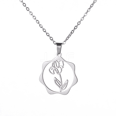 Non-Tarnish 304 Stainless Steel Pendant Necklaces PW-WG57218-04-1