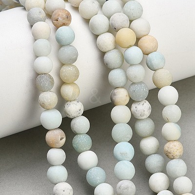Natural Frosted Flower Amazonite Beads Strands GG-CBA6382-A04-6mm-02-1